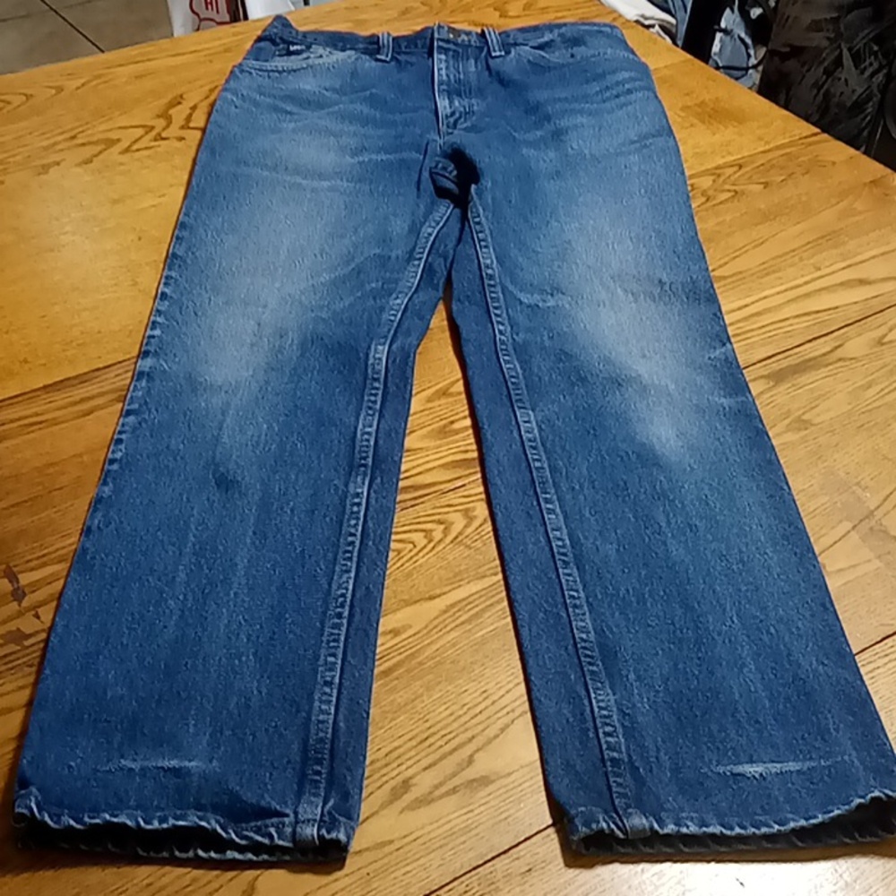 LEE Jeans Mens 33 / 32 BLUE Denim Preowned STRAIGHT LEG ? Used Faded
